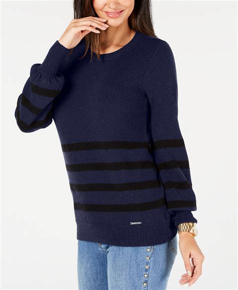 michael michael kors striped crewneck sweater tunic|michael kors velour sweatsuit.